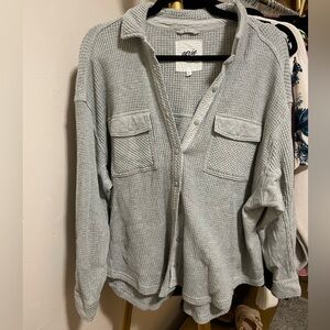 Aerie Light Gray Textured Knit Top